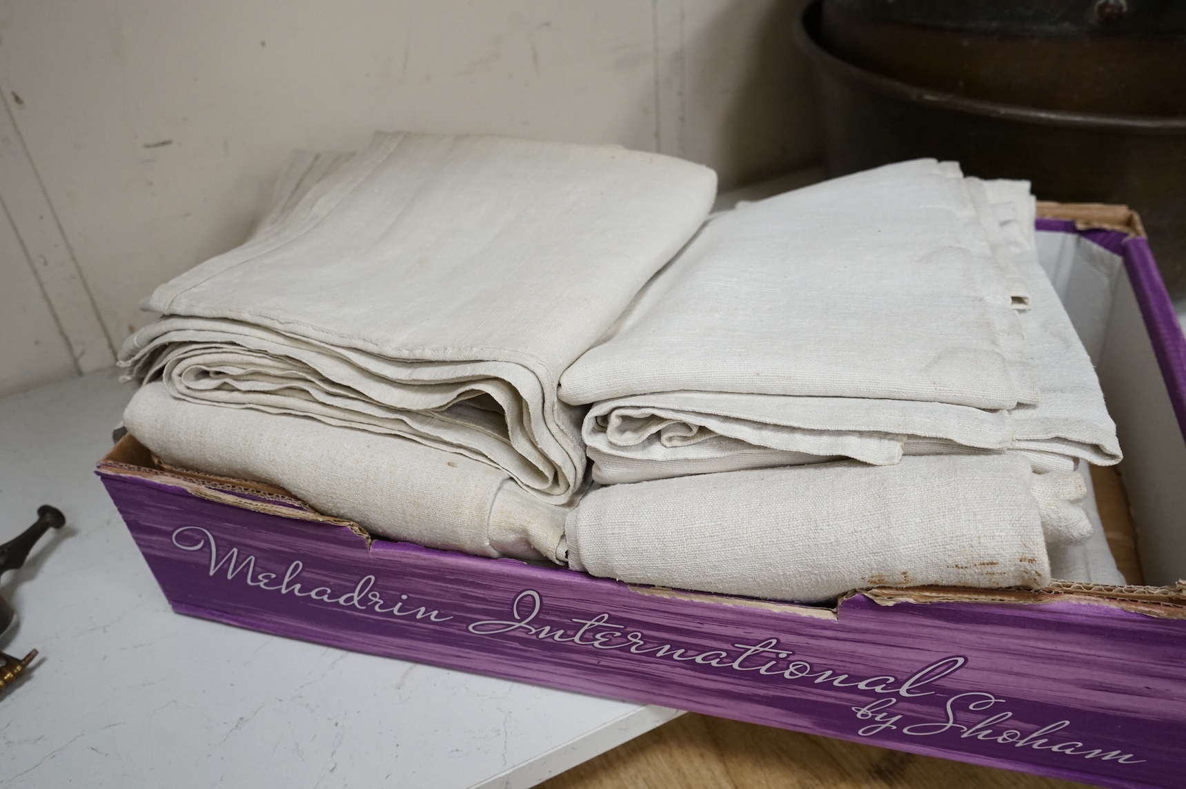 Six coarse French provincial linen sheets